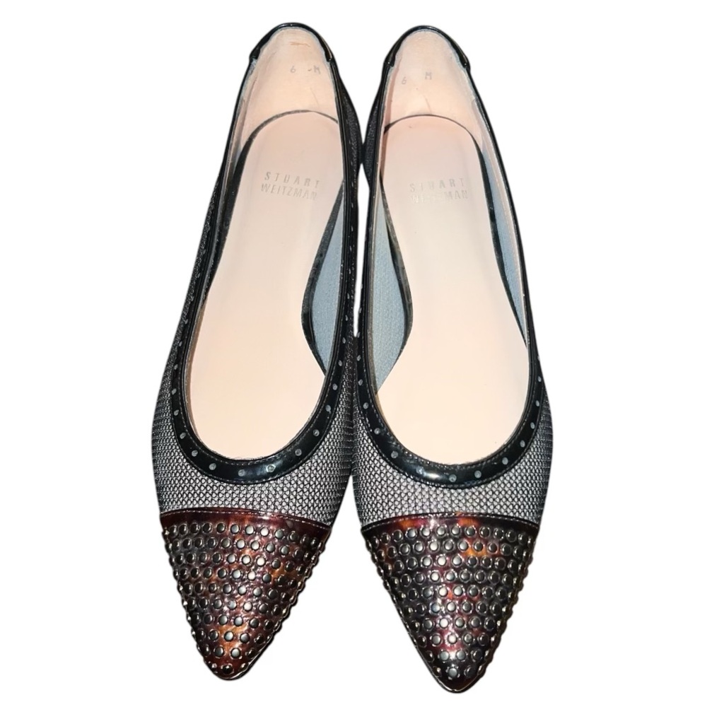 Stuart Weitzman Tipper Mesh Studded Toe Flat
